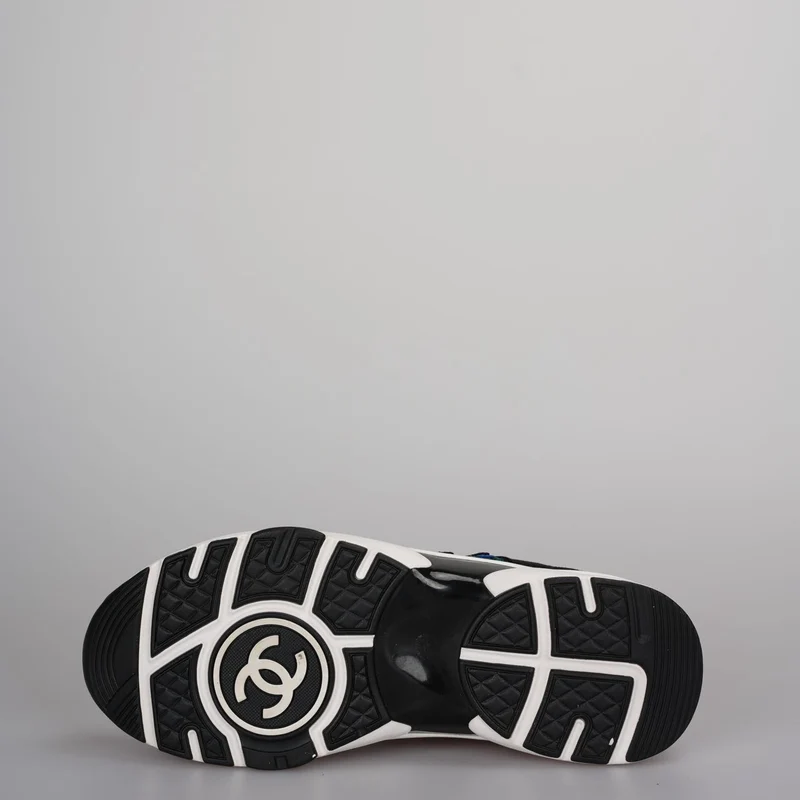 Chanel Low-Top Sneakers Wildleder und Strickstoff Schwarz/Grün/Weiß Gr.38