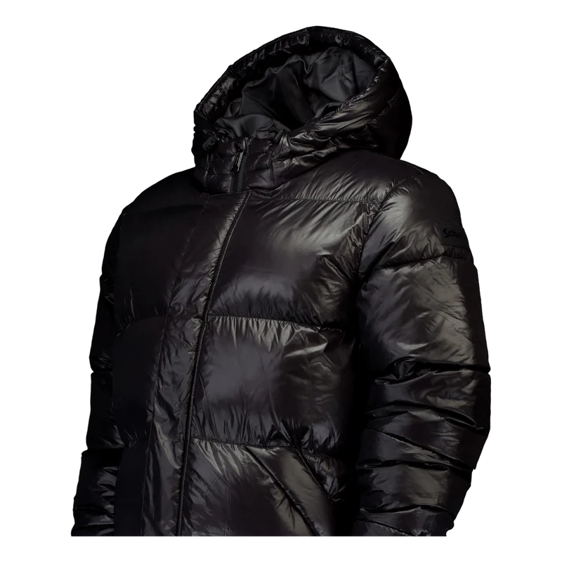 Doudoune Longue Nylon Brillant Black