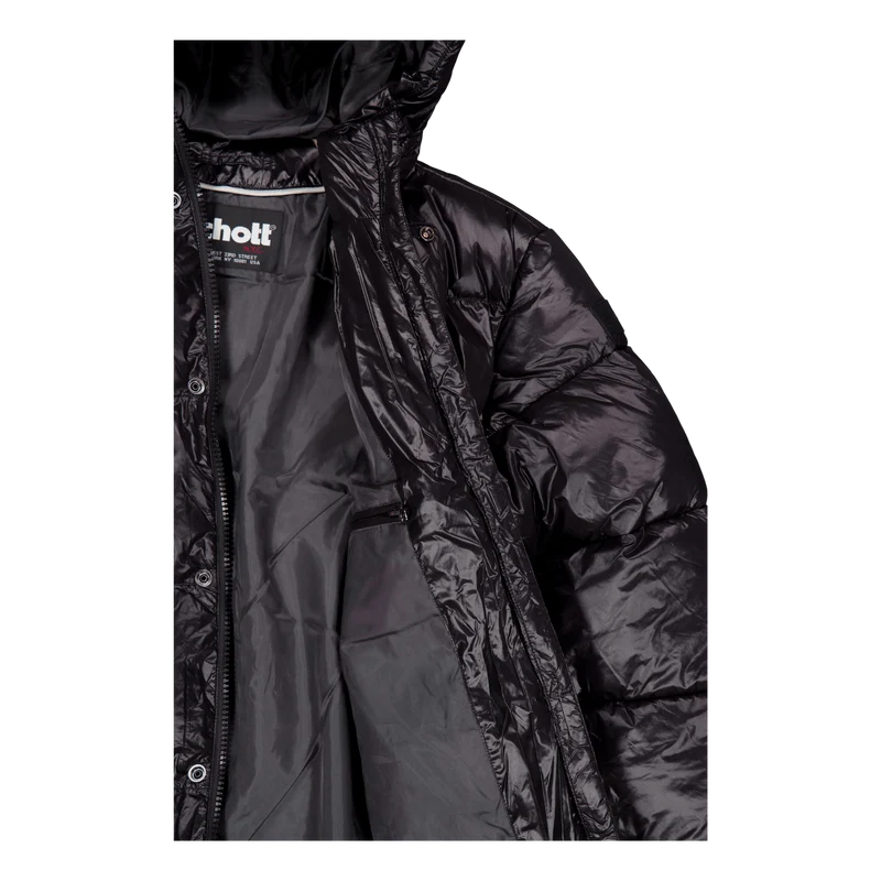 Doudoune Longue Nylon Brillant Black