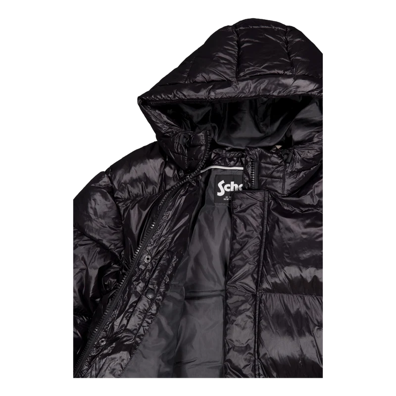 Doudoune Longue Nylon Brillant Black