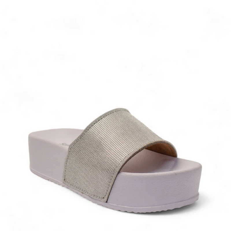 Women Silver Glitter Slipper #2899