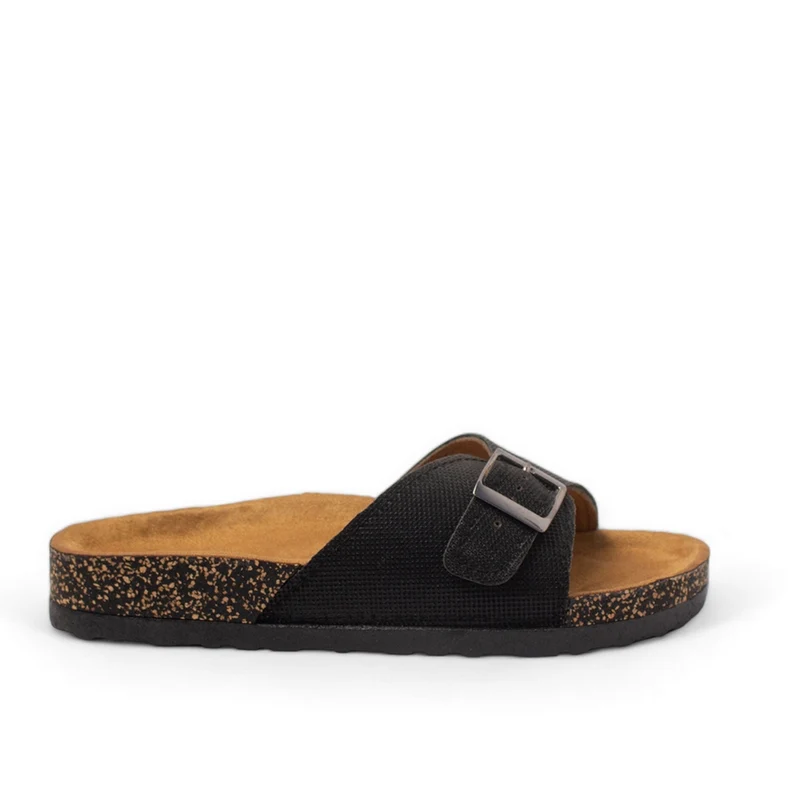 Women Black Leather Slipper #2887