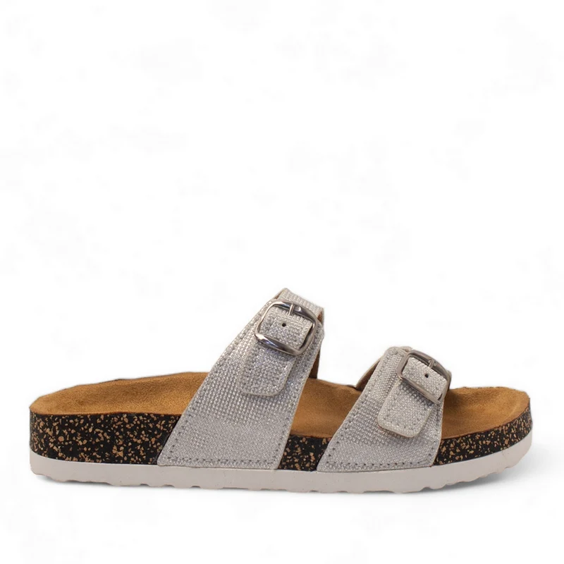 Women Silver Glitter Slipper #2884