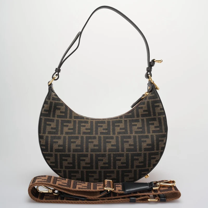 Fendi Graphy Kleine Tasche aus FF-Jacquard-Stoff in Braun