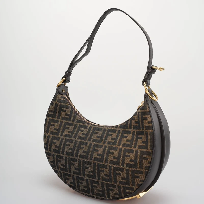 Fendi Graphy Kleine Tasche aus FF-Jacquard-Stoff in Braun
