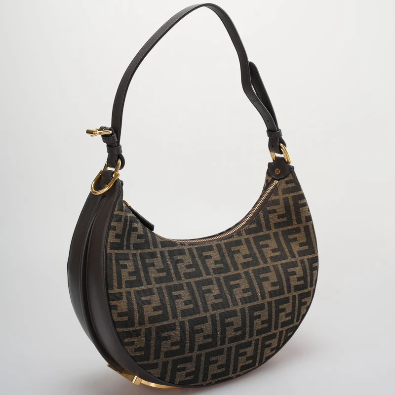 Fendi Graphy Kleine Tasche aus FF-Jacquard-Stoff in Braun