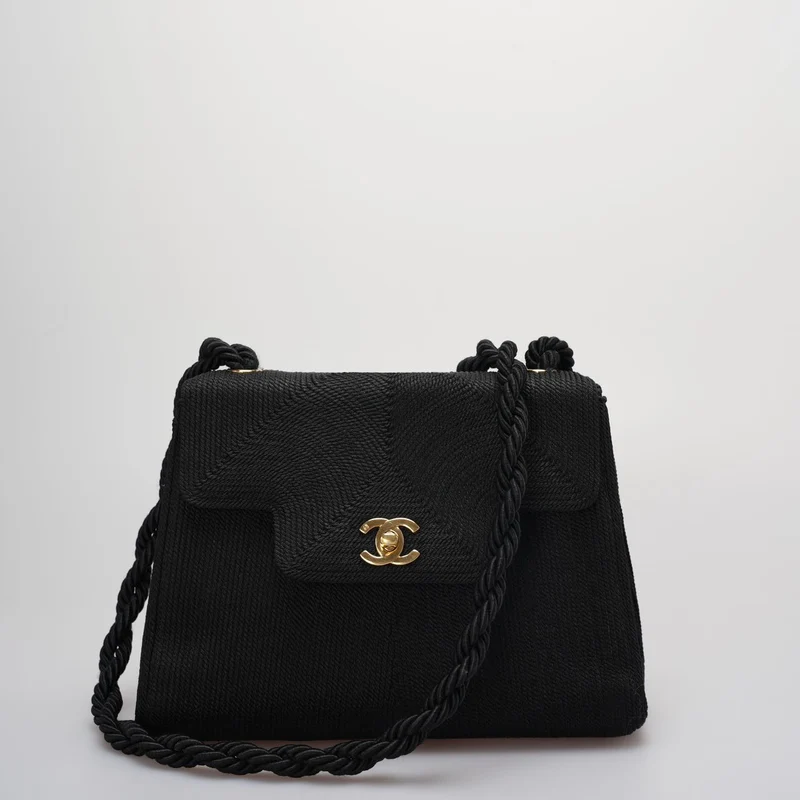 Chanel Vintage Seidenseil Mini Kelly Flap Bag 24K Gold Hardware 1997 gewebt