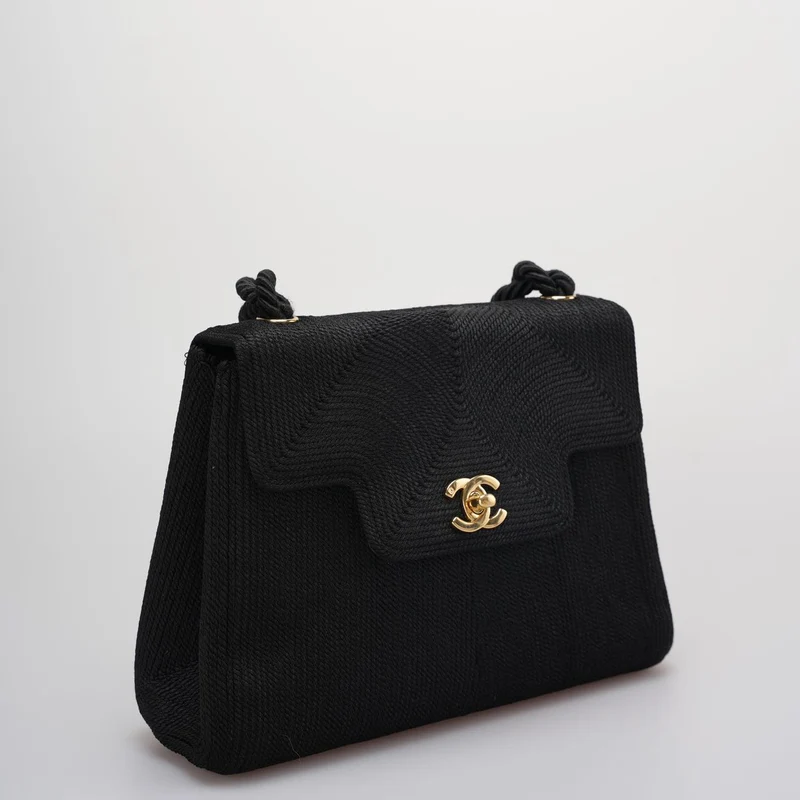 Chanel Vintage Seidenseil Mini Kelly Flap Bag 24K Gold Hardware 1997 gewebt