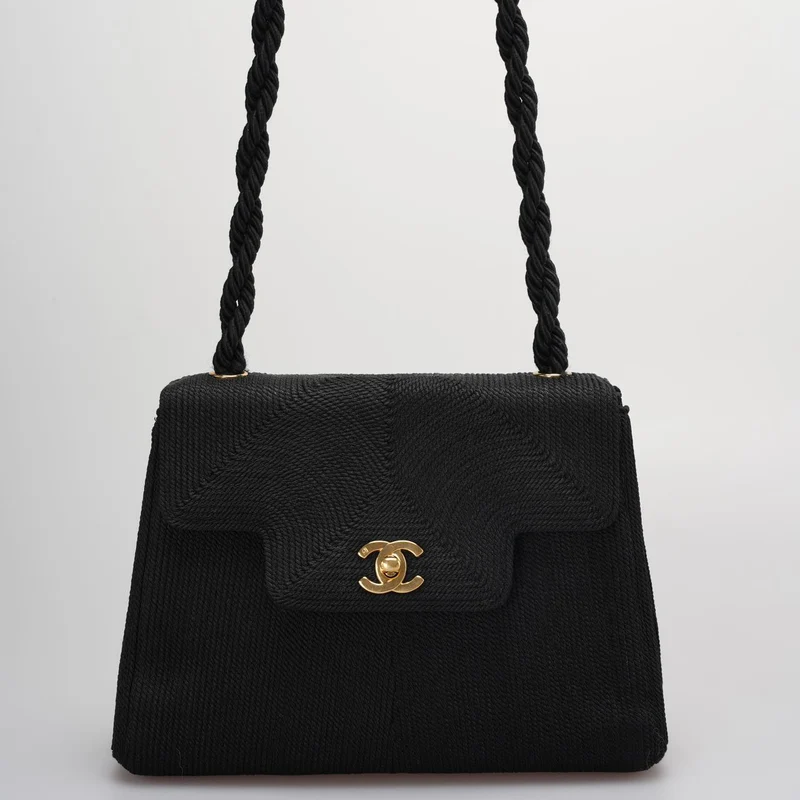 Chanel Vintage Seidenseil Mini Kelly Flap Bag 24K Gold Hardware 1997 gewebt