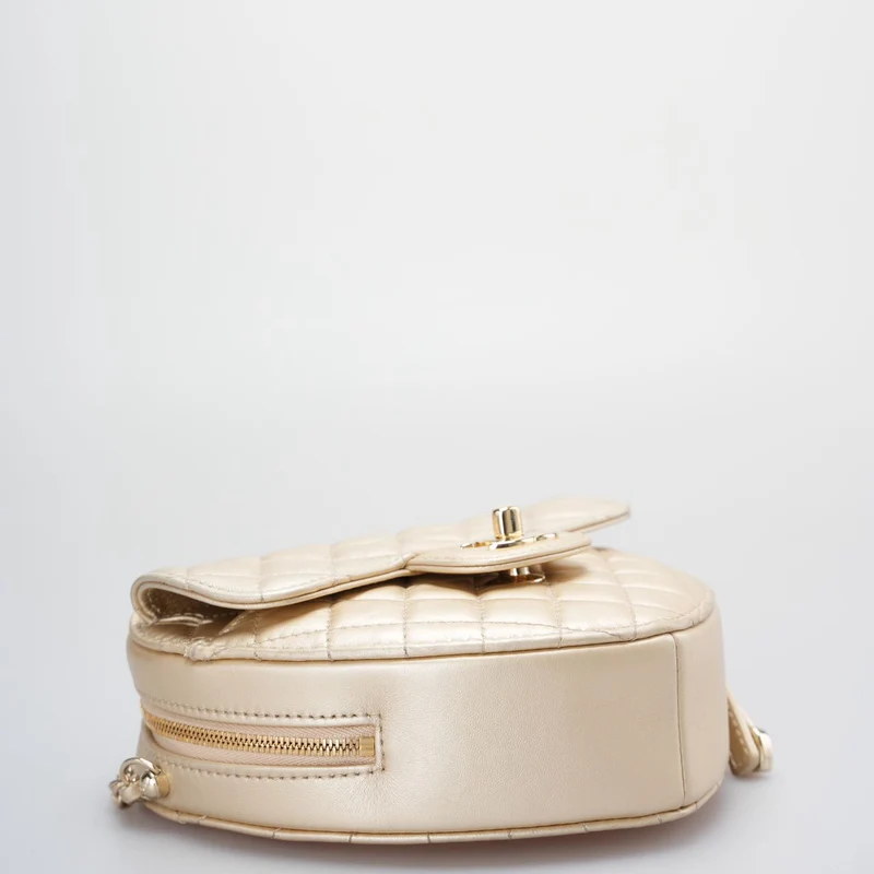 Chanel Champagner Gold Große Herztasche in Love Heart Clutch Groß