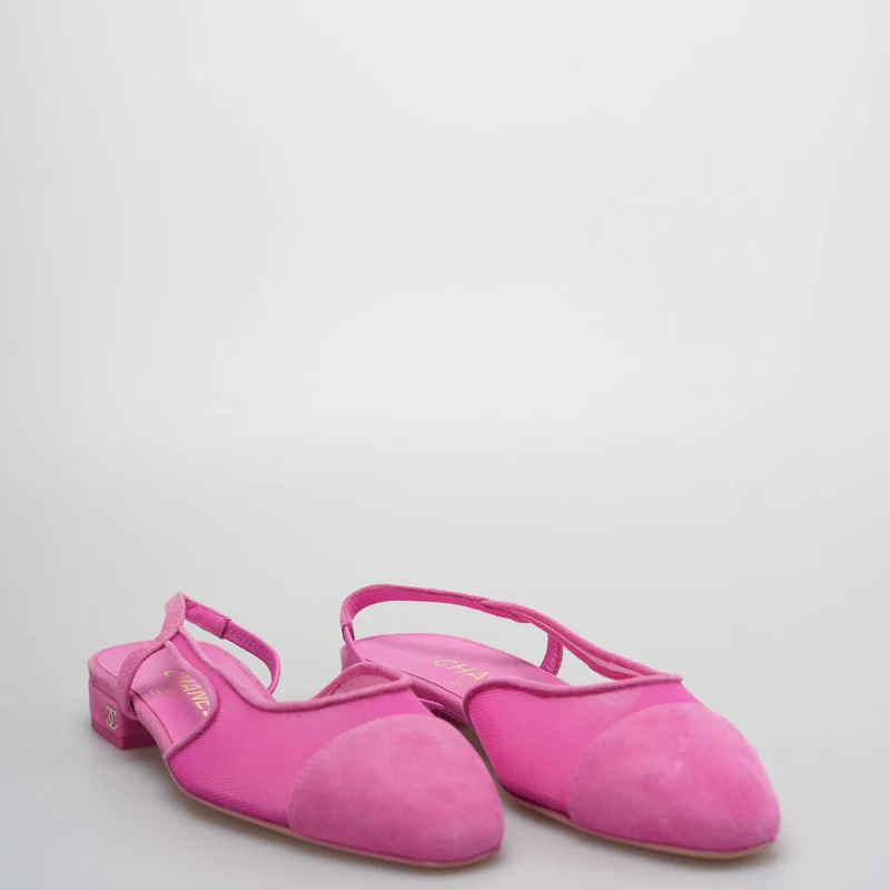 Chanel Slingback Wildleder Ballerinas in Pink Größe 35.5
