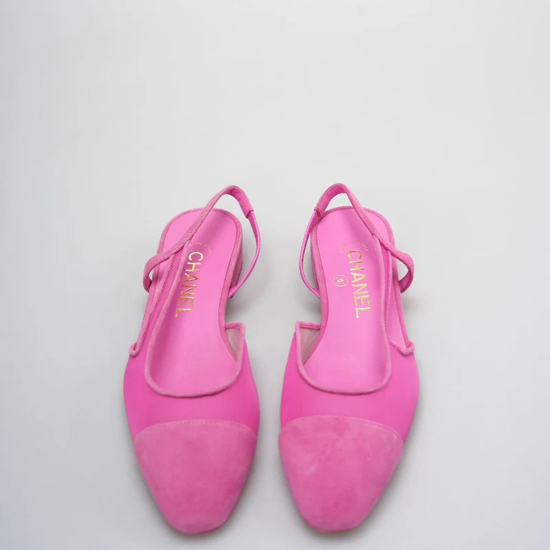 Chanel Slingback Wildleder Ballerinas in Pink Größe 35.5