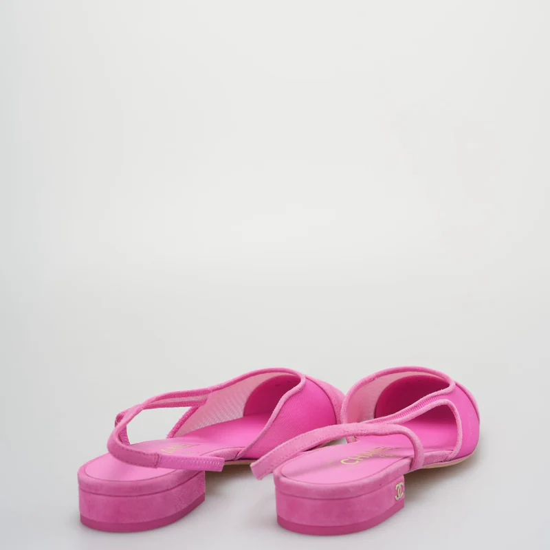 Chanel Slingback Wildleder Ballerinas in Pink Größe 35.5