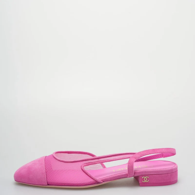 Chanel Slingback Wildleder Ballerinas in Pink Größe 35.5