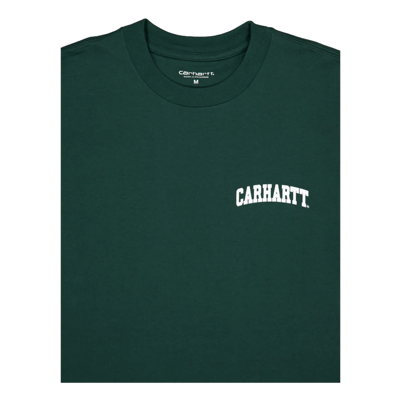 S/s University Script T-shirt Conifer / White