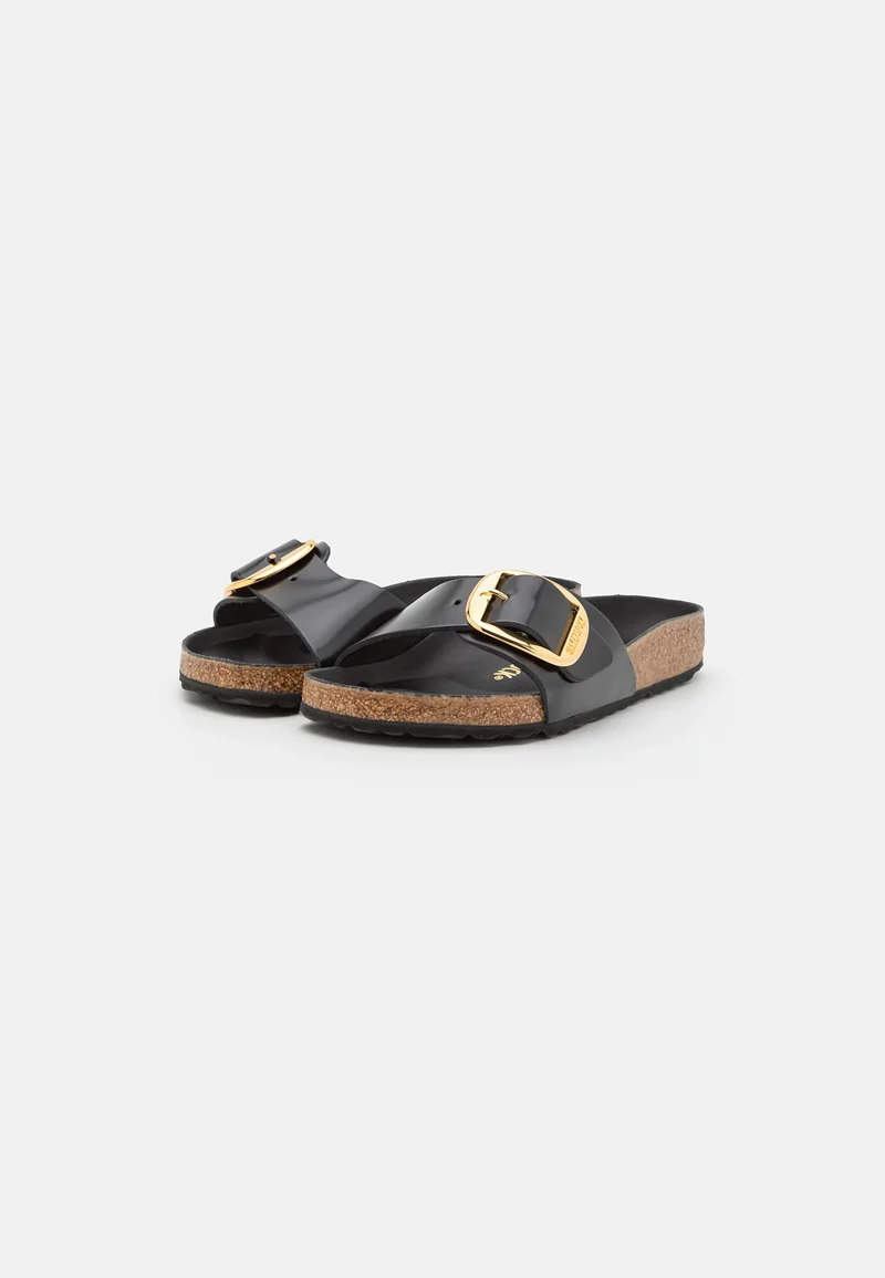 Madrid Big Buckle Natural Leather Patent Women Narrow nappa glamour