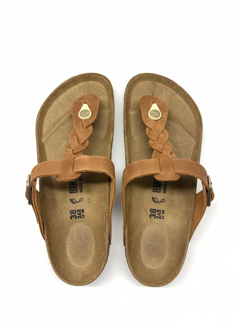 Gizeh Braided Oiled Leather Women Regular cognac
