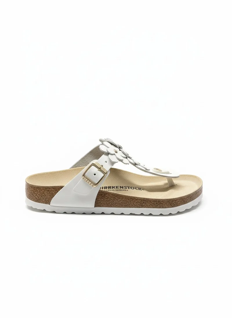 Gizeh Flower Embellishment Natural Leather Regular white