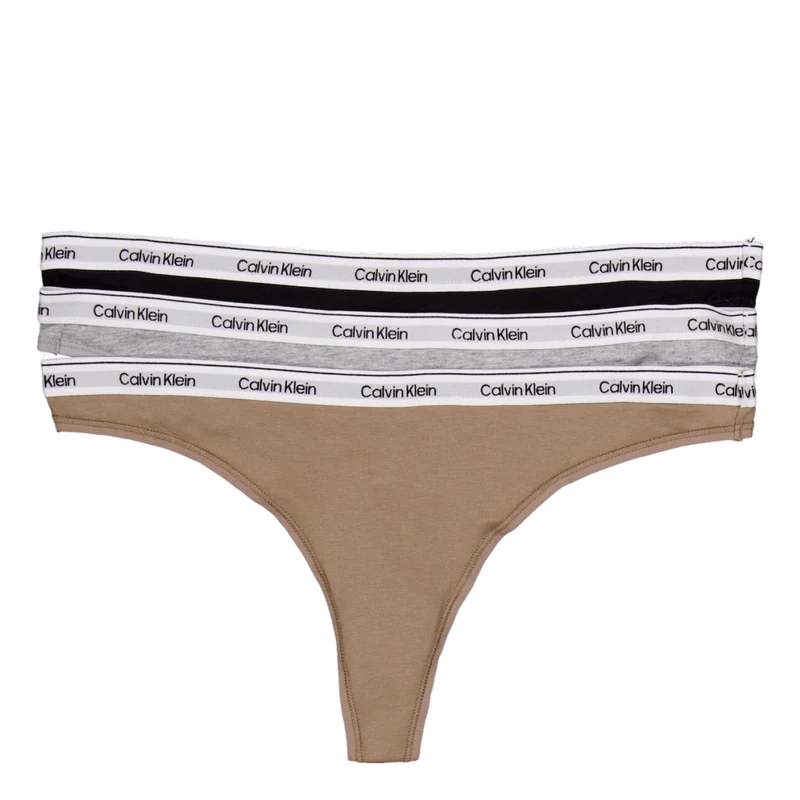 Thong 3pk Black/ Grey Heather / Café Fun