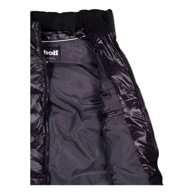 Gilet Doudoune Brillant A Capu Black