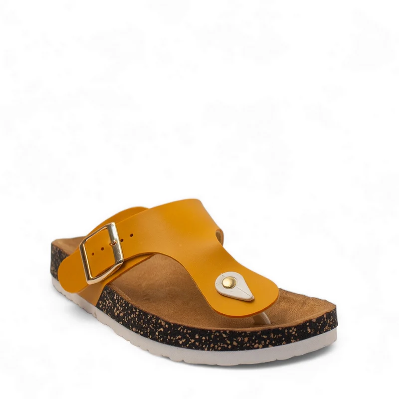 Women Yellow Leather Slipper #2875