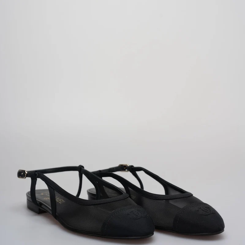 Chanel Slingback-Sandalen Größe 39 in Schwarz
