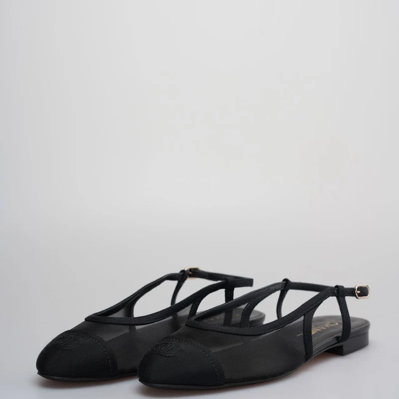 Chanel Slingback-Sandalen Größe 39 in Schwarz