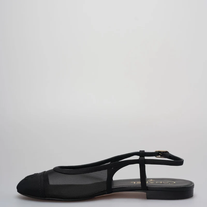 Chanel Slingback-Sandalen Größe 39 in Schwarz