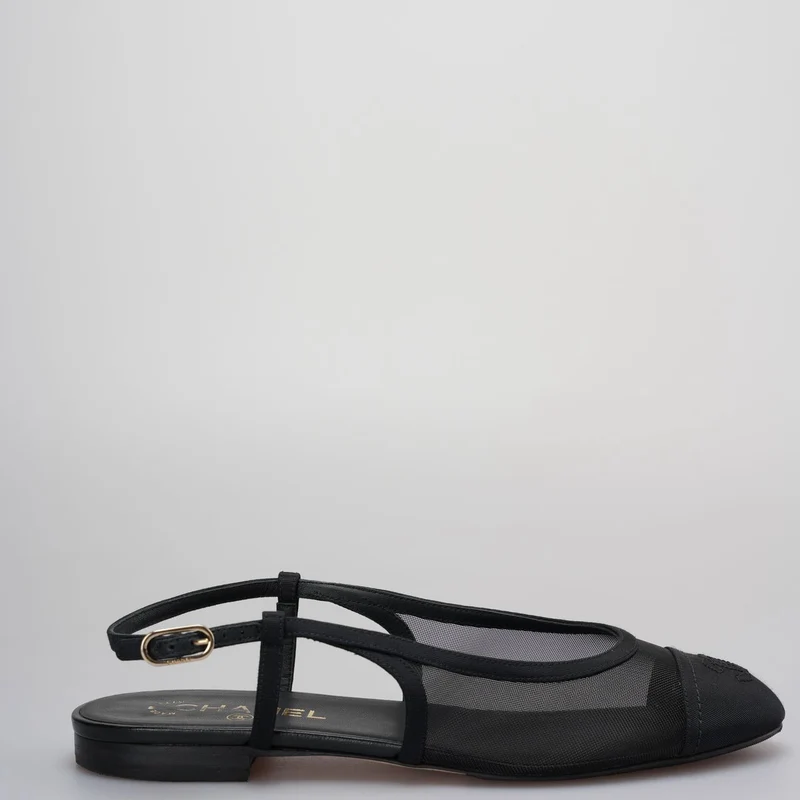 Chanel Slingback-Sandalen Größe 39 in Schwarz