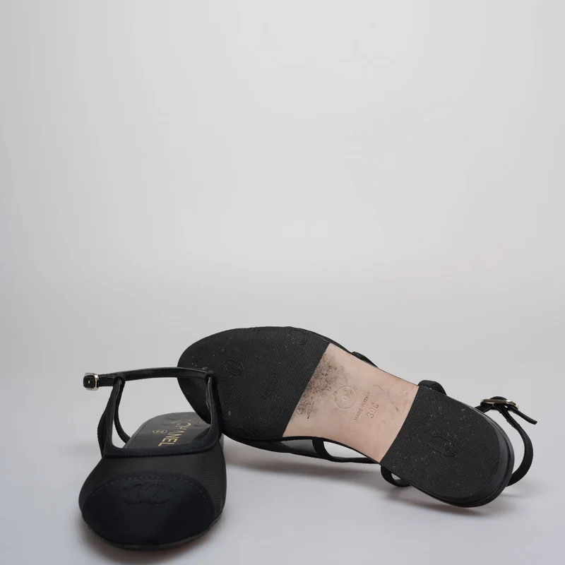 Chanel Slingback-Sandalen Größe 39 in Schwarz
