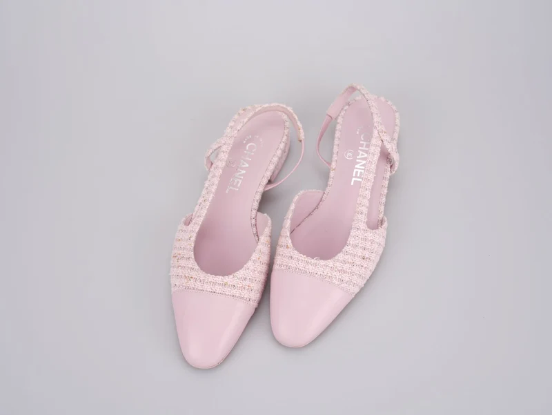 Chanel Pink Tweed Slingback Kitten Heel Pumps Größe 38C