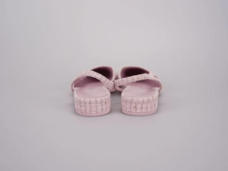 Chanel Pink Tweed Slingback Kitten Heel Pumps Größe 38C