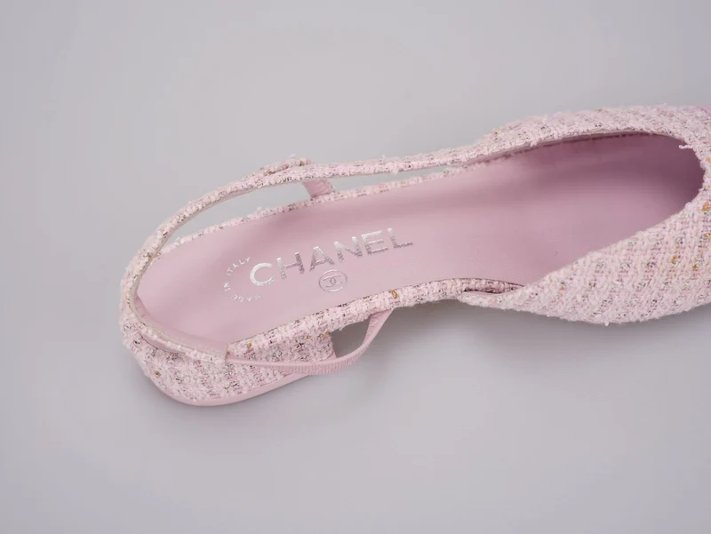 Chanel Pink Tweed Slingback Kitten Heel Pumps Größe 38C