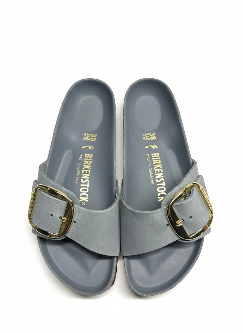 Madrid Big Buckle Oiled Leather Women Narrow basalt gray