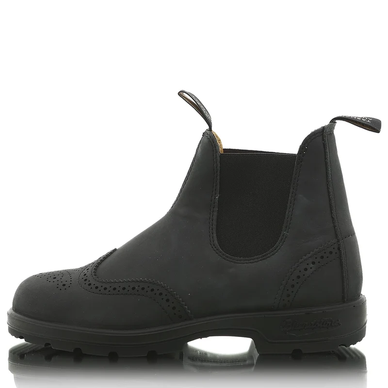 1472 Men Brogued Rustic black Leather