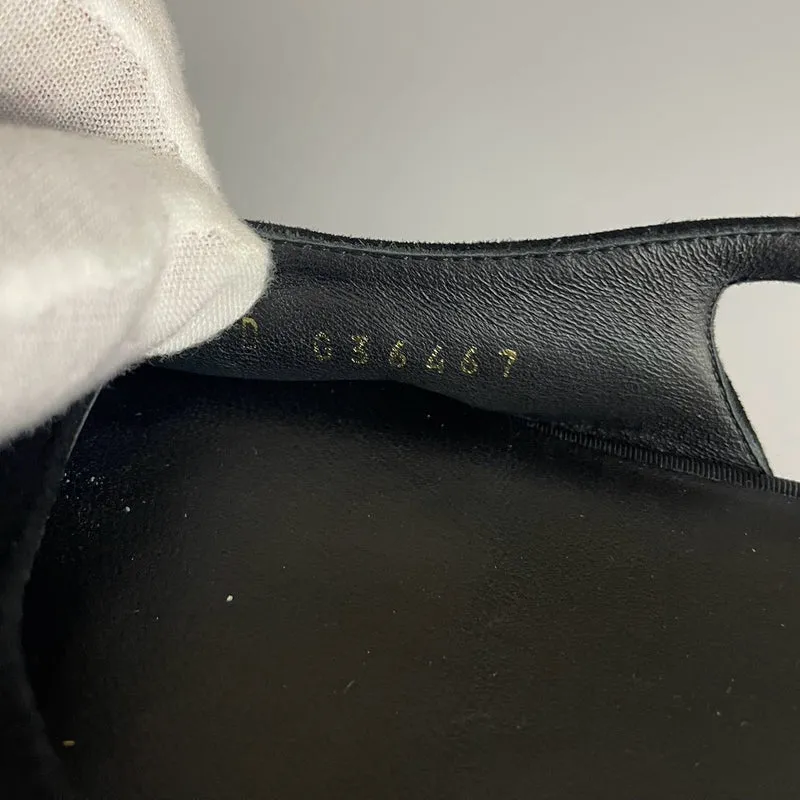 Chanel Slingback Satin Pearl Flats Schwarz Größe 37.5