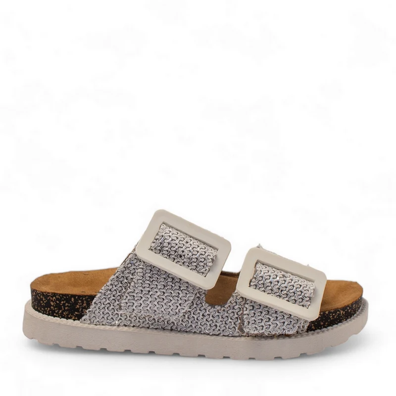 Women Silver Khesh Slipper #2853