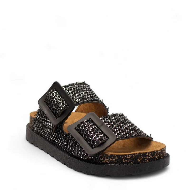 Women Black Khesh Slipper #2851