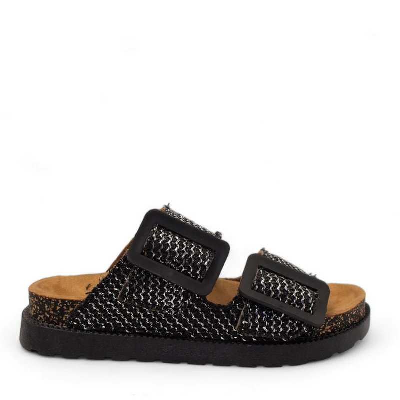 Women Black Khesh Slipper #2851