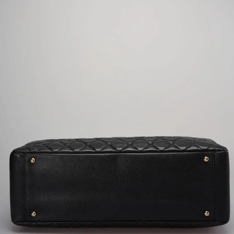 Chanel Große Grand Shopping Tote Schwarze GST-Tasche aus Kaviarleder mit goldener Hardware