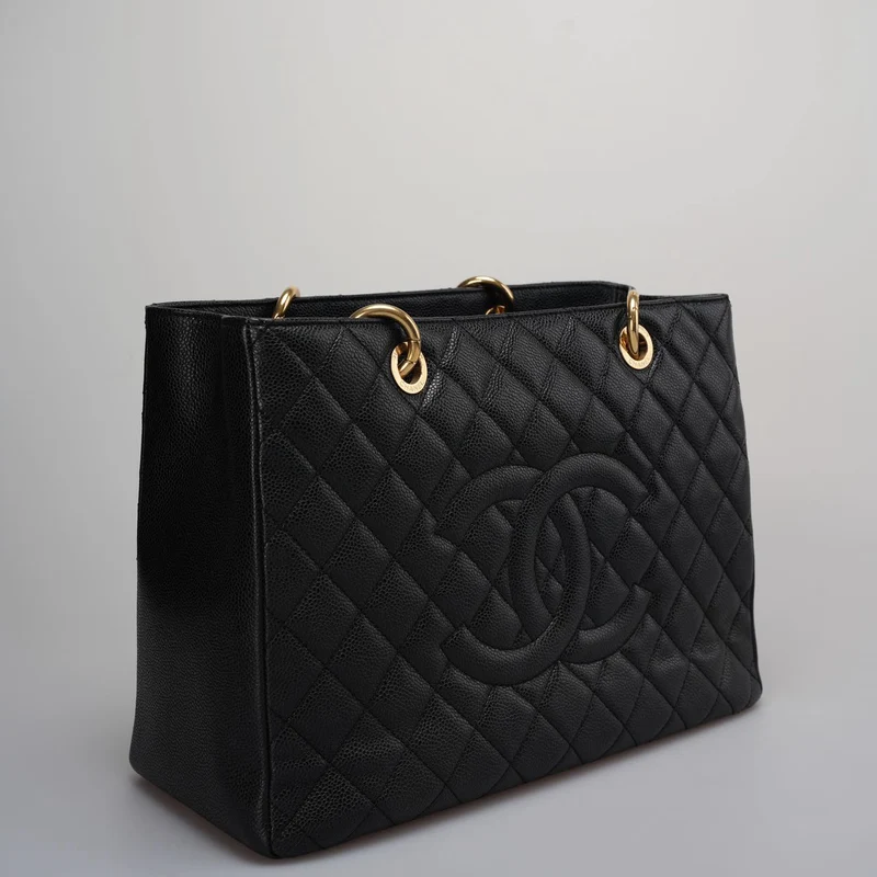 Chanel Medium Grand Shopping Tote Schwarze GST Tasche aus Kaviarleder mit goldenen Beschlägen von 2013