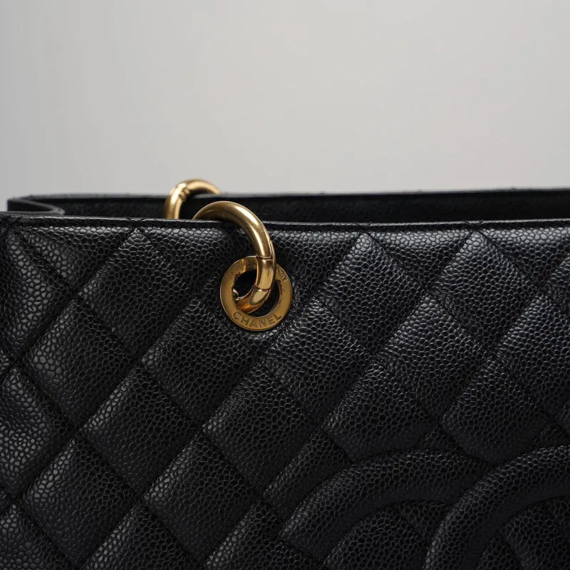Chanel Medium Grand Shopping Tote Schwarze GST Tasche aus Kaviarleder mit goldenen Beschlägen von 2013