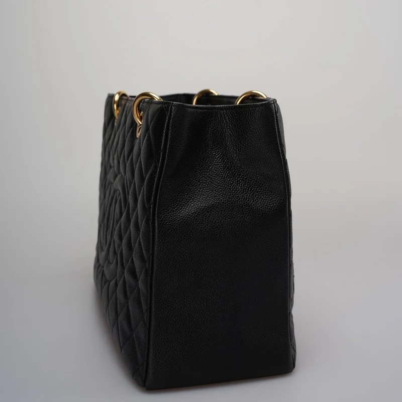 Chanel Medium Grand Shopping Tote Schwarze GST Tasche aus Kaviarleder mit Goldbeschlägen 2014