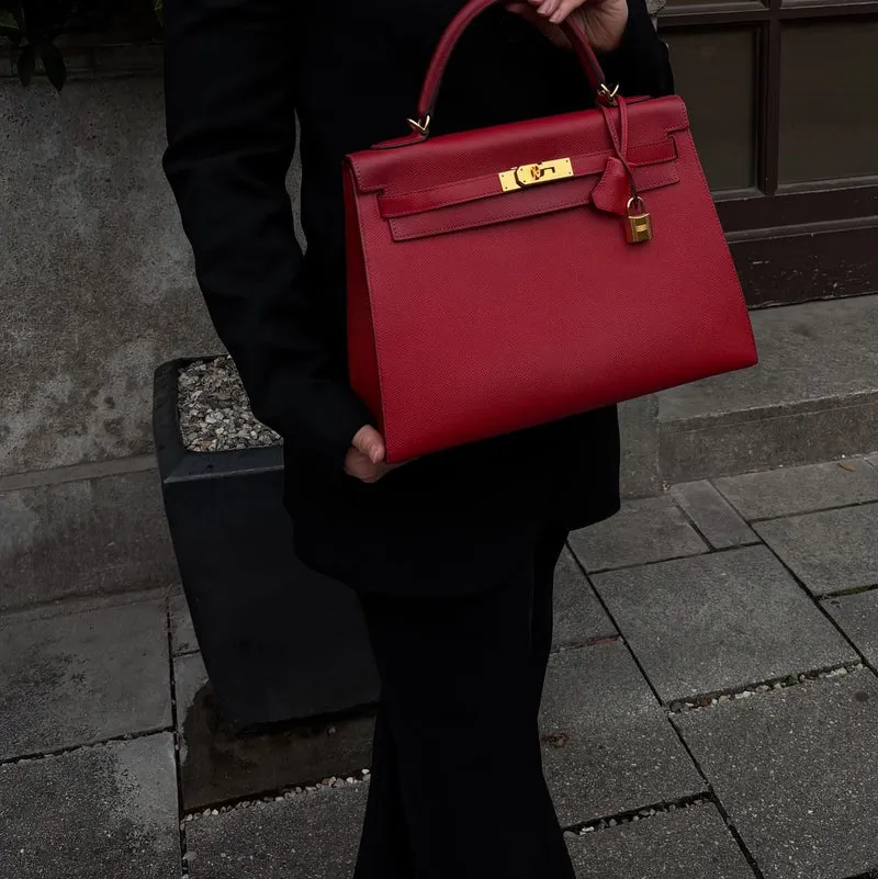 Hermes Kelly 32 Sellier Tasche Rouge Casaque Epsom Leder Gold Hardware