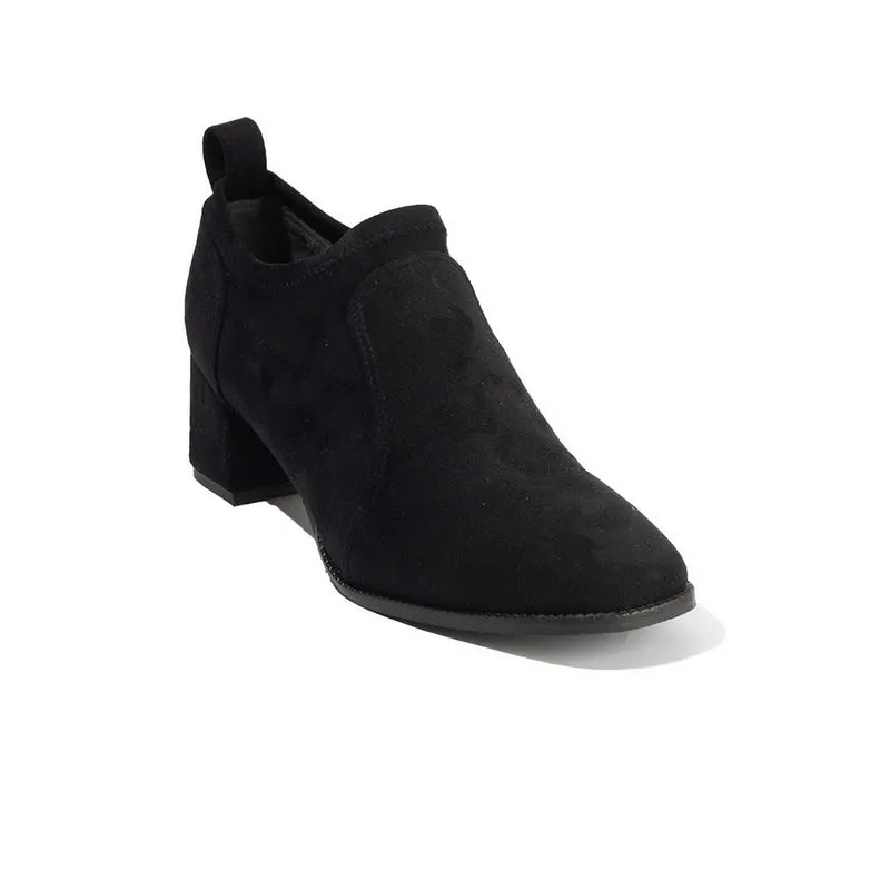 Women Black Leather*Chamois Shoe #2607