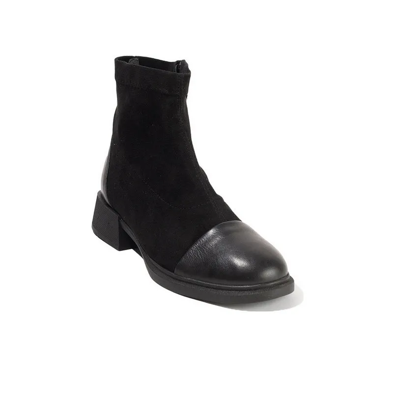 Women Black Leather*Chamois Hal fBoot #2671