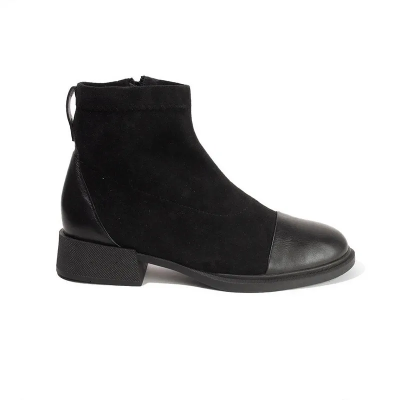 Women Black Leather*Chamois Hal fBoot #2671