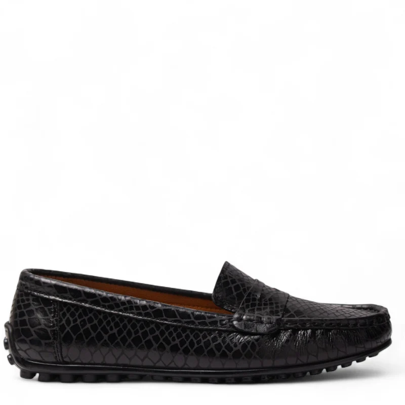 Women Black Leather Espadrilles #4319