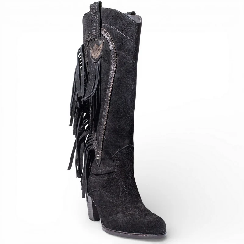 Women Black Chamois Boot #4744