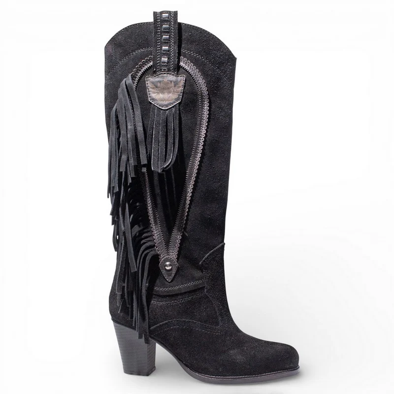 Women Black Chamois Boot #4744
